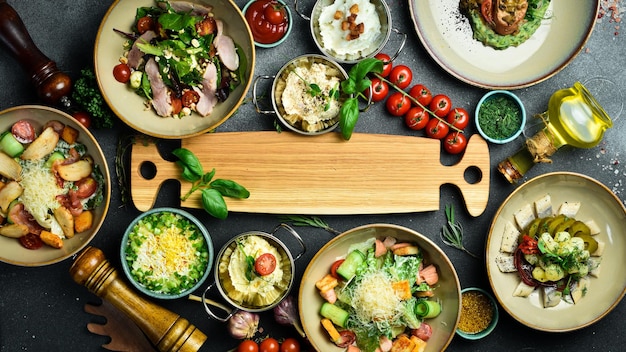 Assorted dishes on table
